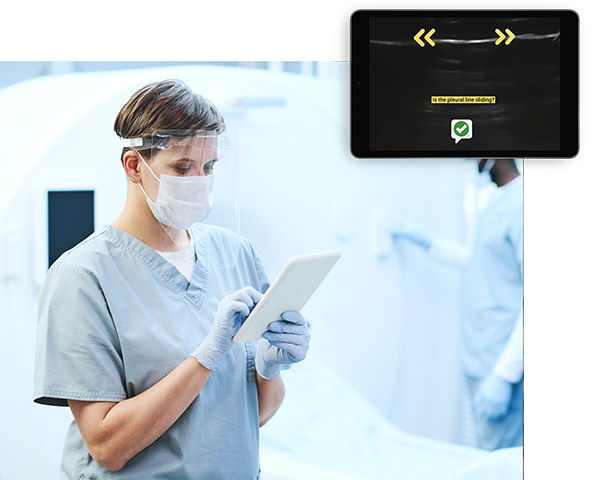 Radiology nurse looking at a SIMPI Product Guide